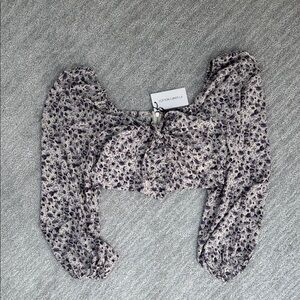 Cotton Candy Purple Floral Puff Sleeve Blouse